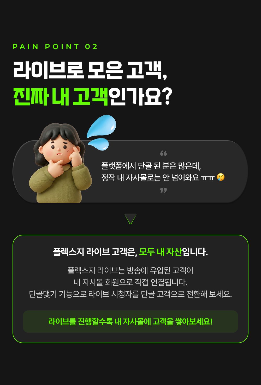 플렉스지 CRM으로 라이브커머스 고객 데이터를 자사몰에 단골로 쌓는 구조